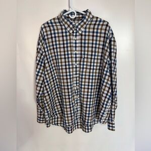 Barbour Men's Checkered Shirt - Navy, Chocolate, and Ivory Size 2XL